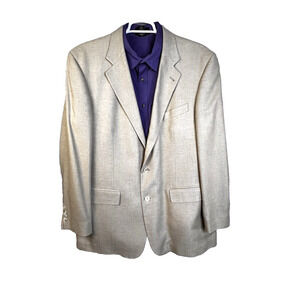 Oscar De La Renta Soorts Jacket Men's 46L Generous Cut Tan Silk Wool Blend